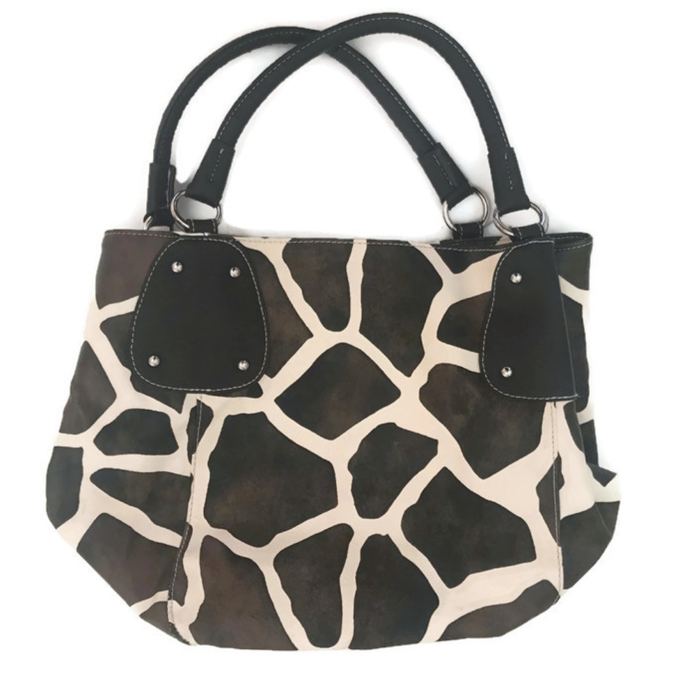 Giraffe Print Textured Urban Handbag